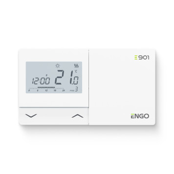 Термостат комнатный ENGO беспроводной, программ. реле NO в комплекте, 2хАА, белый