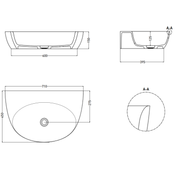 Salini Alda Wall 03 Раковина 60х71х15см., накладная, 1 отв., S-Sense, цвет: белый. 140313G-6