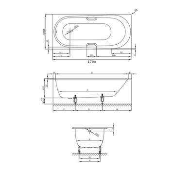 Bette Comodo Ванна 170х80х45см., встраиваемая, с шумоизоляцией, BetteGlasur reg; Plus, цвет: белый-2