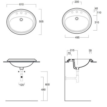 SIMAS Arcade Раковина 61х50.5 см, 1 отв., цвет: белый-1