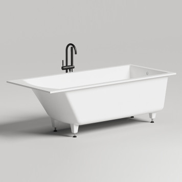 Salini Cascata KIT Встраиваемая ванна 170.6х75.1х60см., донный клапан Click-Clack белый, сифон, ножки, мат-л: S-Sense, цвет: белый матовый. 104813M-3