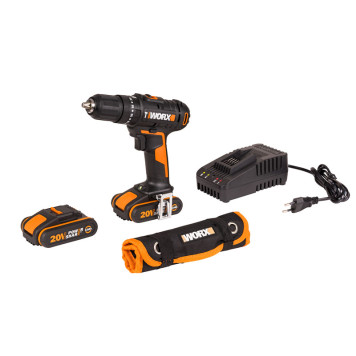 Дрель-шуруповерт ударная аккумуляторная WORX WX370, 50Нм, 20В, 2Ач x2, ЗУ 2А, кейс-7