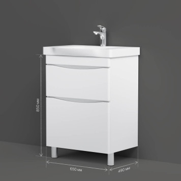 M80FSX0652WG База под раковину напольная 65 см, 2 ящика, белый глянец-7