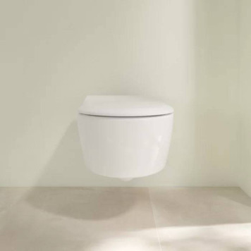 VilleroyBoch Avento Унитаз 37х53х31см.,подвесной, безободковый, в комплекте сиденье SlimSeat с микролифтом, цвет: альпийский белый. 5656RS01-4
