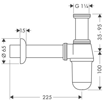 Hansgrohe Сифон-стакан, 1/4 цвет: хром-1
