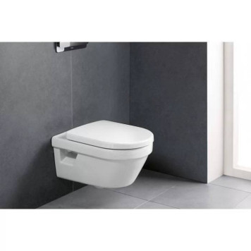 VilleroyBoch Architectura Унитаз 37х53х33см., подвесной, безободковый, в комплекте сиденье c микролифтом, цвет: альпийский белый. 5684HR01-12