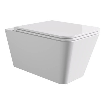 Alice Hide Square Унитаз 55х35см., подвесной, безободковый, с сиденьем и крышкой с микролифтом, с набором для крепления, цвет: белый глянцевый. 31210101SET-1