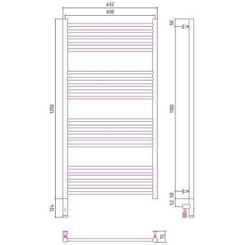 Сунержа Богема 3.0 Полотенцесушитель электр. 60x120h, лев., цвет: темн. титан муар 15-5804-1260-1