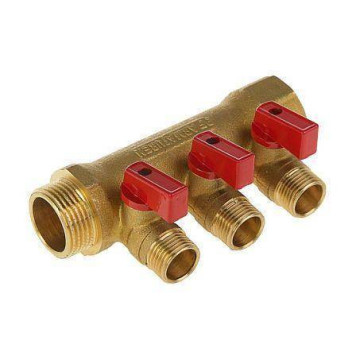 Коллектор лат шар/к красн 3/4 м/р 3в 1/2 н/р 35мм Aquasfera 9026-02