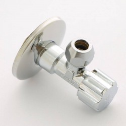 Вентиль Н-обжим Uni-Fitt 1/2" х 10 мм (3/8") для подключения бачков / смесителей, хромированный, рукоятка пластик