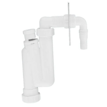 Сифон трубный S-образный для слива бытовой техники c вентиляционным клапаном и декоративной накладко