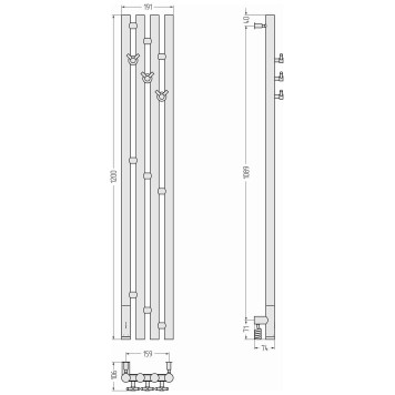 Сунержа Кантата 3.0 Полотенцесушитель электр. 19,1x120h см, левое, темный титан муар 15-5846-1216-3