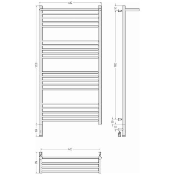 Сунержа Богема 3.0 с 1 полкой Полотенцесушитель электр. 63,2x132,4h см, лев., без покр. 00-5806-1260-3
