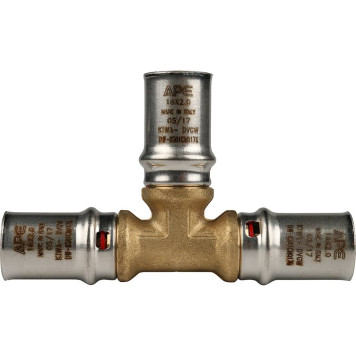 Тройник равнопроходный STOUT 16x16x16 для металлопластиковых труб прессовой-3