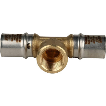 Тройник-переходник STOUT для металлопластиковых труб прессовой 20х1/2х20 с внутренней резьбой-1