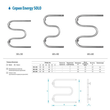 Водяной полотенцесушитель Energy Solo 500x500-4