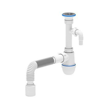 Сифон умыв/мойка бут 1 1/4 x40 гофр 40х50 отв нерж/сетка АНИ Пласт C1310