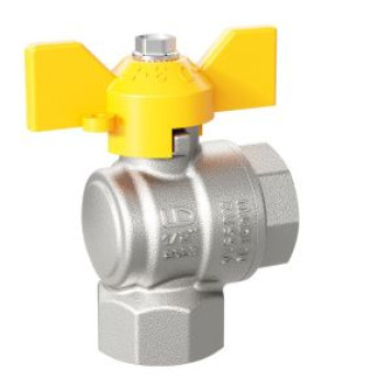 Краны шаровые Кран шаровой латунный угловой LD Pride 47.15.В-В.У.Б GAS Ду15, Ру40, ручка бабочка LD 47.250.15