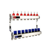 Группа коллекторная с расходомерами VARMEGA VM15108 ВР 1, на 8 контуров 3/4 EK, нерж. сталь