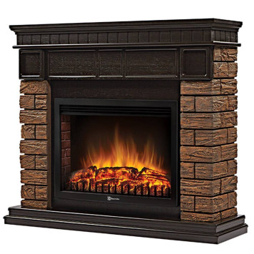 Портал Firelight Bricks Wood 25 камень коричневый, шпон темный дуб-1