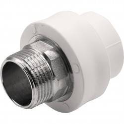 Муфта THERMOLIGHT комбинированная PP-R НР 32х1 quot; под ключ белый (10/70)