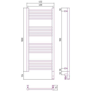 Сунержа Богема 3.0 Полотенцесушитель электр. 40x100h, прав., цвет: темн. титан муар 15-5805-1040-1
