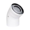 Дымоходы коаксиальные Колено конденсационное, ф80/125 мм, 45°, PP-R/Сталь Gekon GKD 80125045PAL