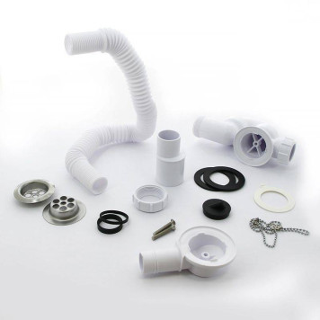 Слив-перелив McAlpine неразб. с раздв. перел. L380-700 х 34 мм нерж. реш. пробкой и цеп. выход D=40/50 мм-2