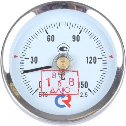 Термометр РОСМА БТ-30.010 (0-150C) 2,5 биметалл 63 мм, тип БТ-30, корпус хромированная сталь, крепление пружина, кл. 2,5.